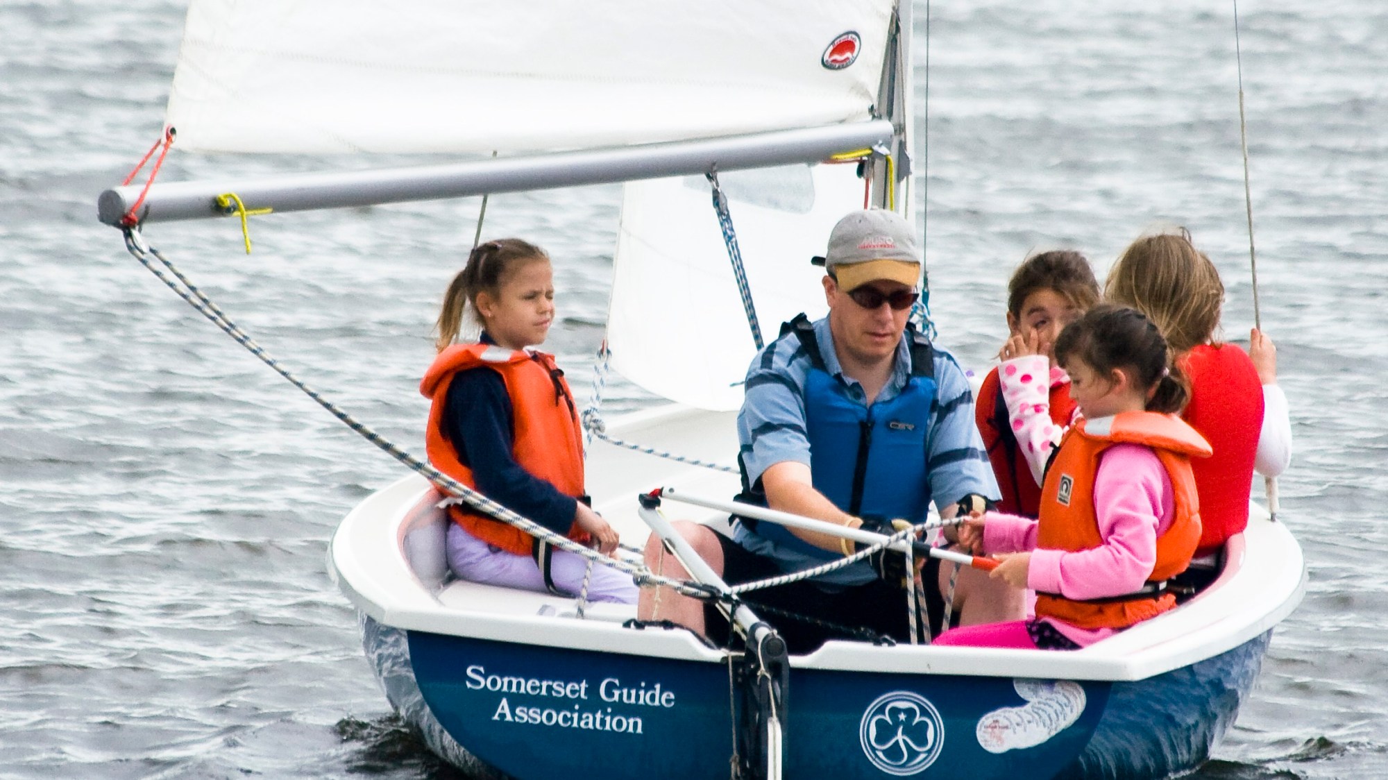 Brownies learn to sail in Somerspirit dinghy