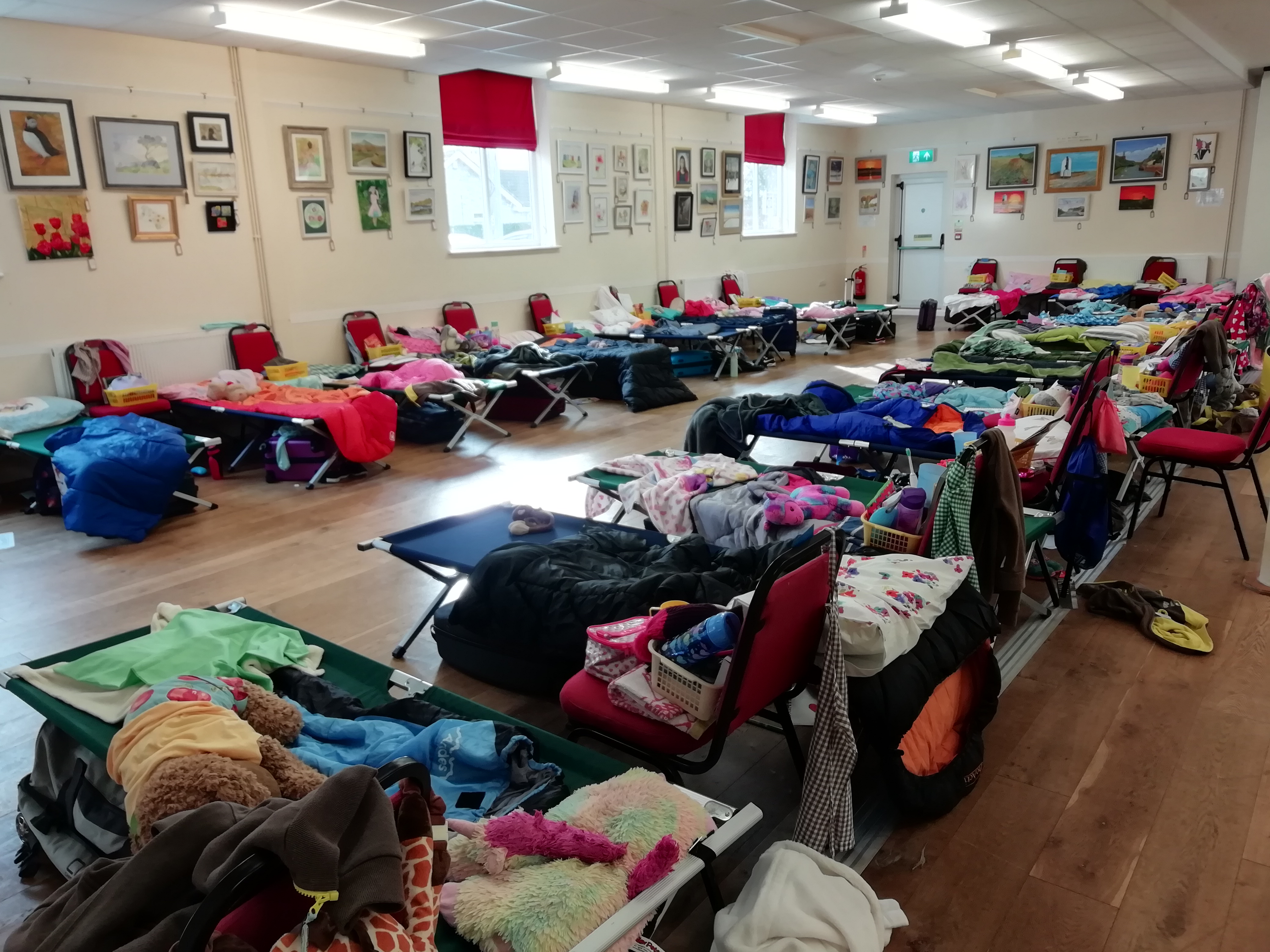 Photo showing community hall ready for Brownie sleepover!