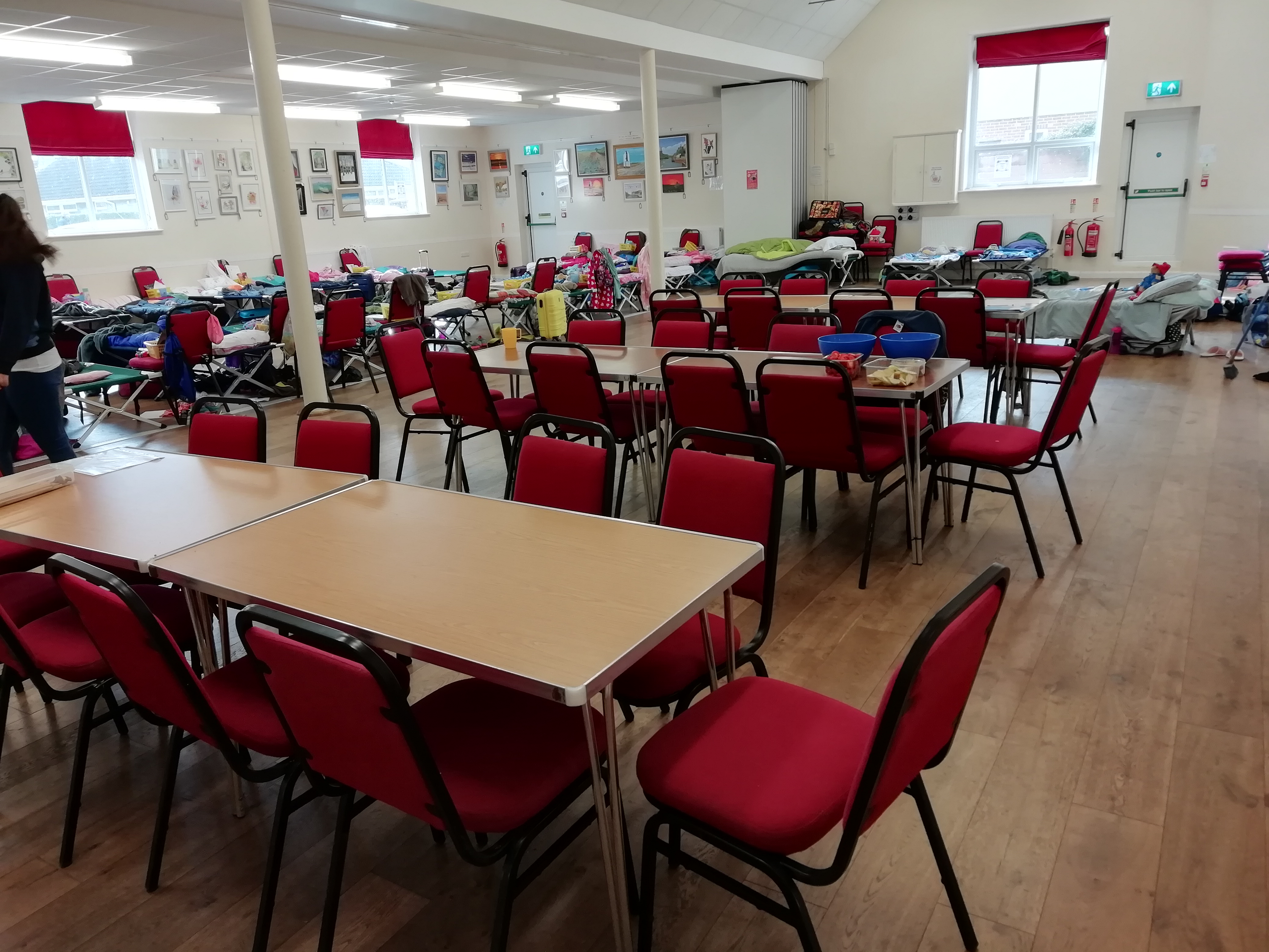 Photo showing community hall ready for Brownie sleepover!