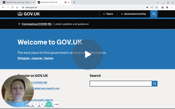 Screenshot and headshot from thumnail of video "Changing your details with HMRC and managing your team"
