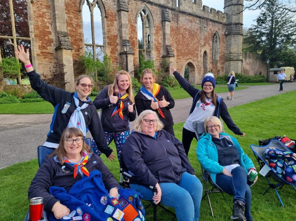 Girlguiding volunteers excited to be at the Bishops Palace Wells for coronation celebrations