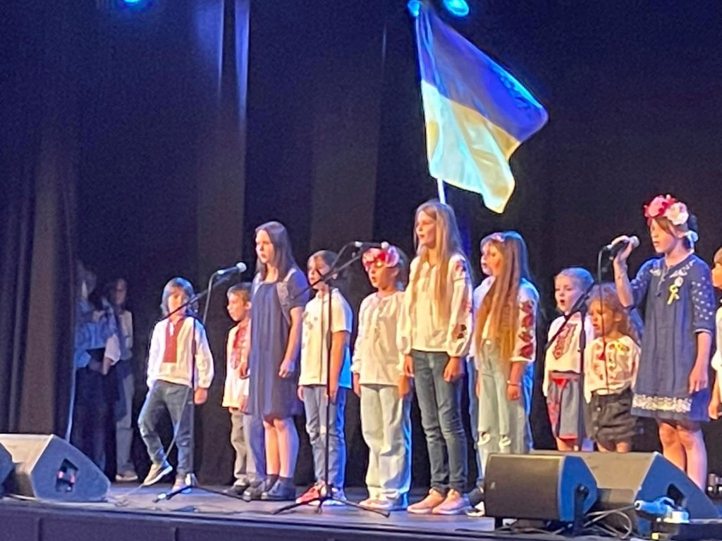 Ukranian children perform on stage at Yeovil Together